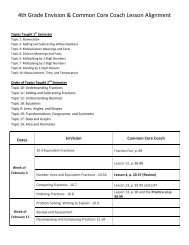 4th Grade Envision & Common Core Coach Lesson Alignment
