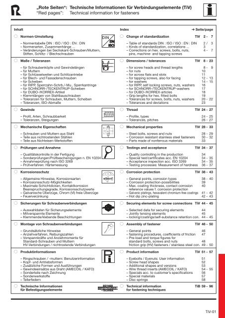 Rote Seiten“: Technische Informationen für ... - REYHER