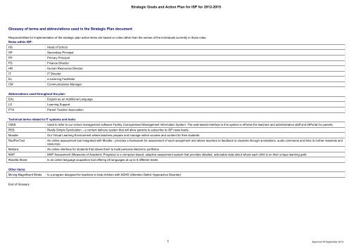 Strategic Goals and Action Plan for ISP 2012-2015 - International ...