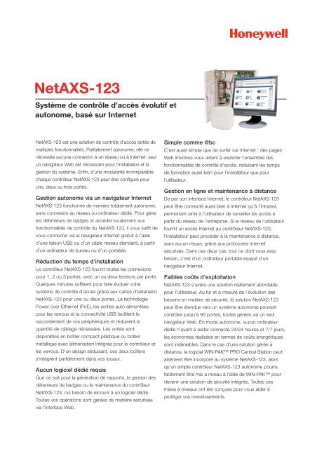 Fiche technique NetAXS-123 - Honeywell Security