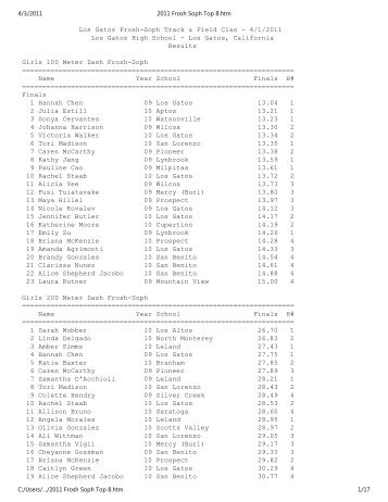 2011 Frosh Soph Top 8.htm - TFMEETS.NET. The Bay Area's Track ...