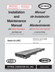 Installation and Maintenance Manual - Hytrol Conveyor Company