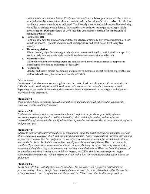 Standards for Nurse Anesthesia Practice - American Association of ...