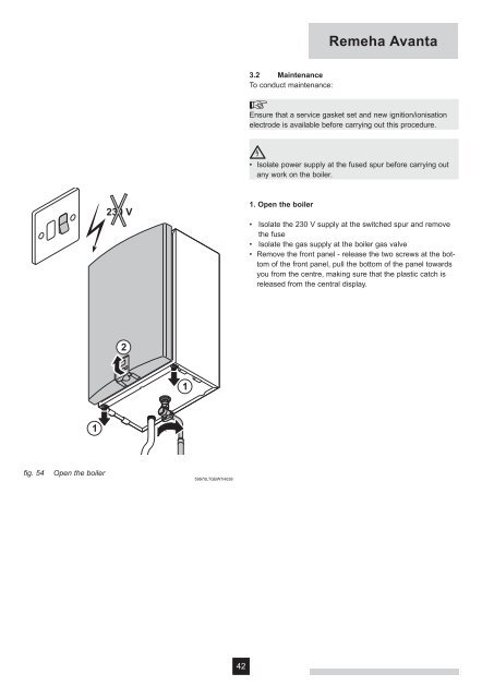 Avanta open vent boiler installation and service guide