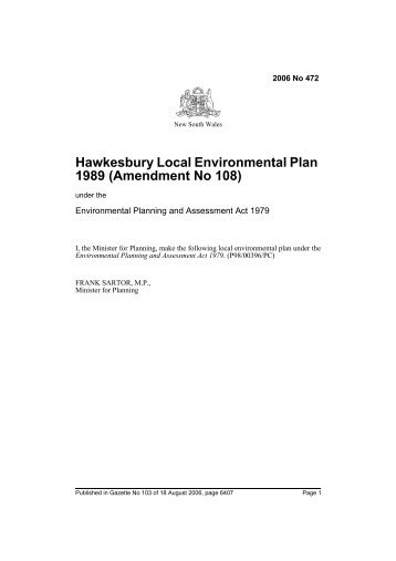 Hawkesbury Local Environmental Plan 1989 (Amendment No 108)