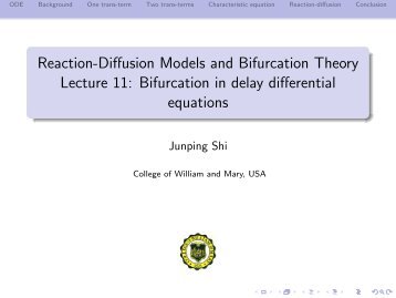 Lecture 11 - Junping Shi - College of William and Mary
