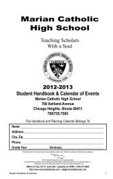 Student handbook - Marian Catholic High School