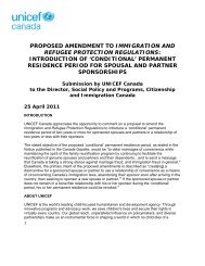 proposed amendment to immigration and refugee ... - UNICEF Canada