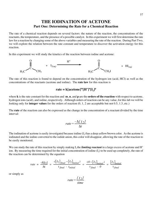 Iodination of Acetone (Part I)