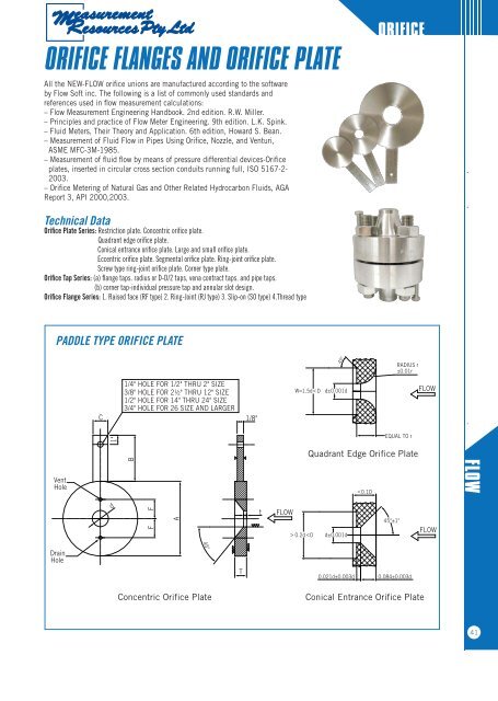 ORIFICE FLANGES AND ORIFICE PLATE - Measurement Resources