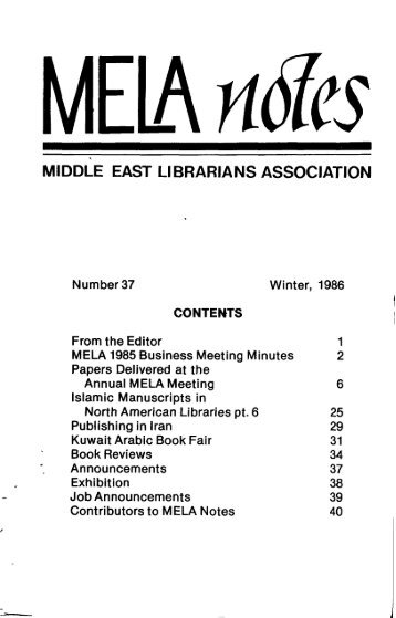 View or Download MELA Notes 37 - Middle East Librarians ...