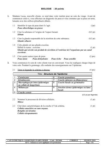 corrigé CAP esth EP3 DOM JUIN 2010 - SBSSA