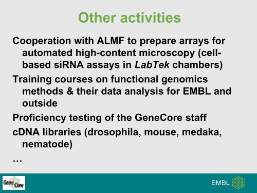 Core facilities at EMBL â an overview - Molmedrex Project