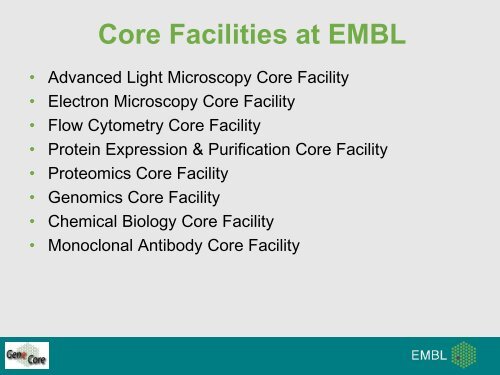 Core facilities at EMBL â an overview - Molmedrex Project