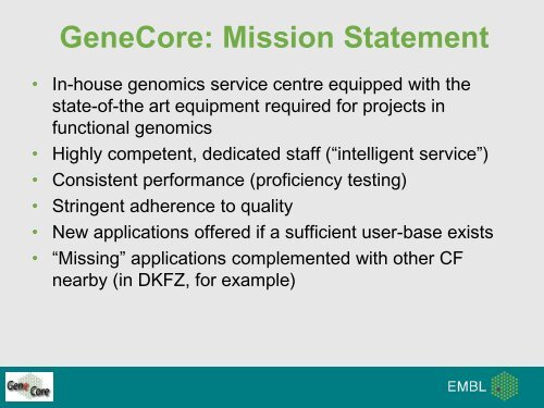 Core facilities at EMBL â an overview - Molmedrex Project