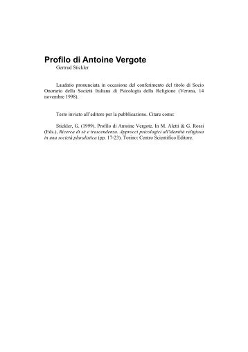 Profilo di Antoine Vergote