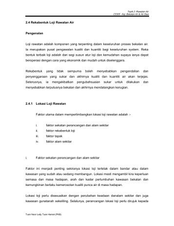 2.4 Rekabentuk Loji Rawatan Air Pengenalan Loji rawatan adalah ...