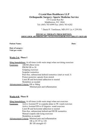 Rehab Protocol Post Stabilization - Michael Angeline, MD