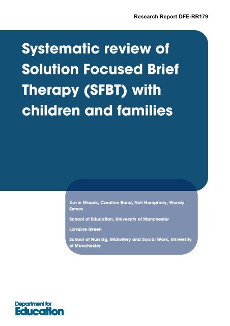 systematic review of solution focused brief therapy (sfbt)