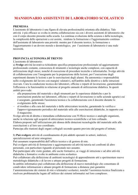 Mansioni tecnici di laboratorio (pdf) - Liceorosmini.net