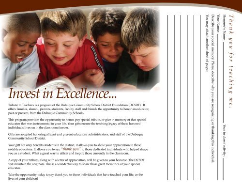 Download the Tribute to Teachers brochure - Community ...