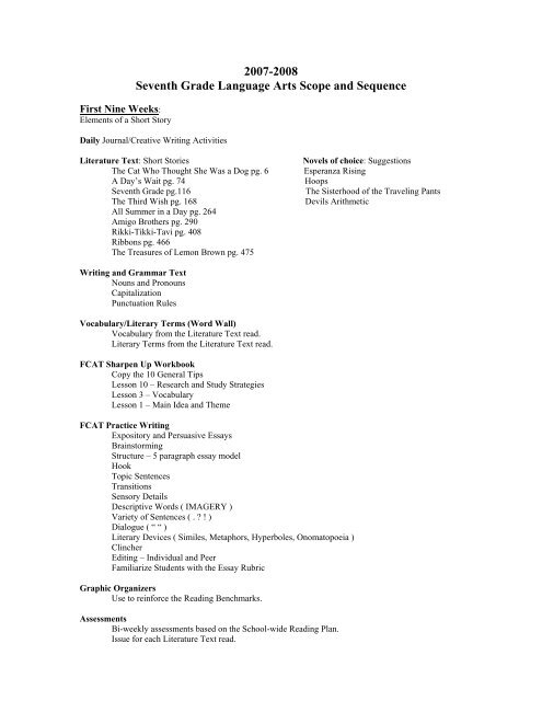 7th Grade Scope And Sequence ALL