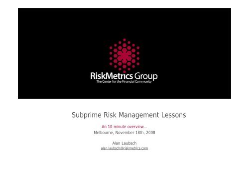 Subprime risk management lessons