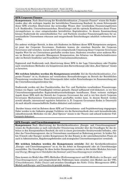 Curriculum/Studienplan - Student Point - UniversitÃ¤t Wien