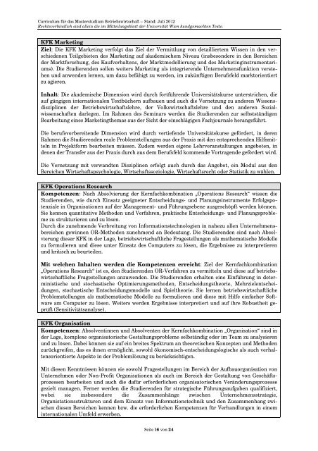 Curriculum/Studienplan - Student Point - UniversitÃ¤t Wien