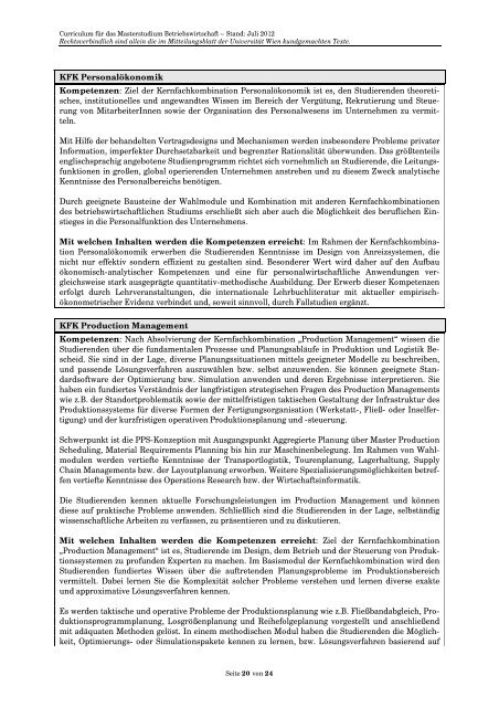 Curriculum/Studienplan - Student Point - UniversitÃ¤t Wien