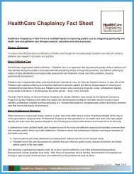Read fact sheet. - HealthCare Chaplaincy