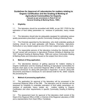Guidelines for Approval of Laboratories for matters ... - Agmarknet