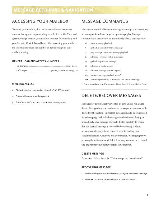 Voicemail User Guide - UCLA Communications Technology Services