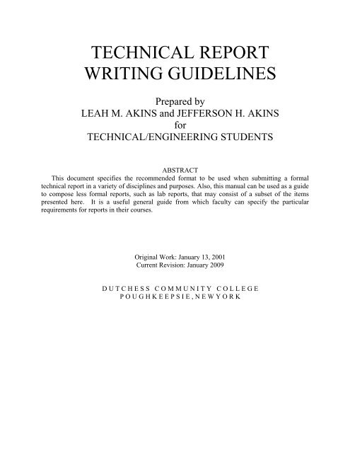 TECHNICAL REPORT WRITING GUIDELINES