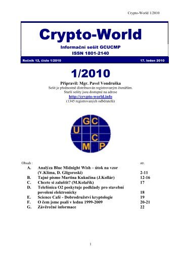 SeÃ…Â¡it 1/2010 (625 kB) - Crypto-World