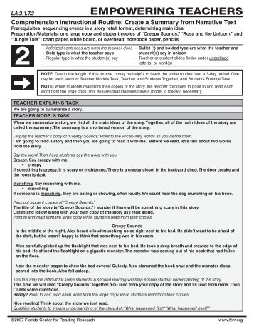 2nd Grade: Create a Summary from Narrative Text