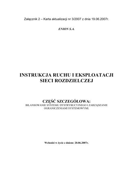 instrukcja ruchu i eksploatacji sieci rozdzielczej - TAURON ...