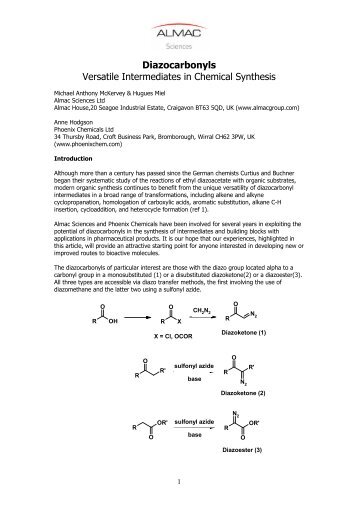 Diazocarbonyls Versatile Intermediates in Chemical Synthesis - Almac