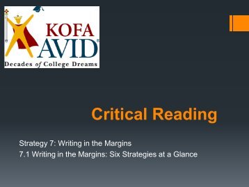 Critical Reading - Kofa High School
