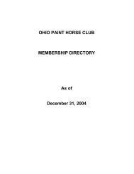 OHIO PAINT HORSE CLUB MEMBERSHIP DIRECTORY As of ...