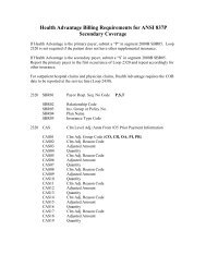 Health Advantage Billing Requirements for ANSI 837P Secondary ...