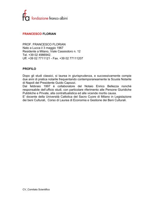 Francesco Florian - Fondazione Franco Albini