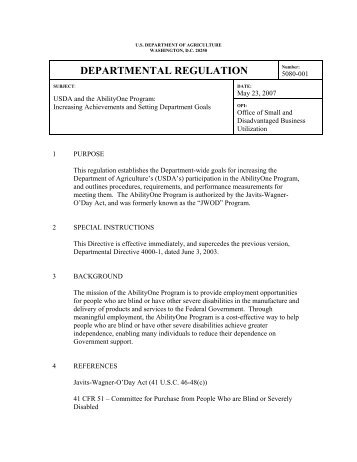 USDA Departmental Regulation 5080-001 (PDF) - AbilityOne