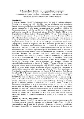 El Terreno Punta del Este: una aproximaciÃ³n al ... - Geotectonica