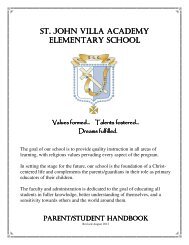Parent/Student Handbook - St John Villa Academy