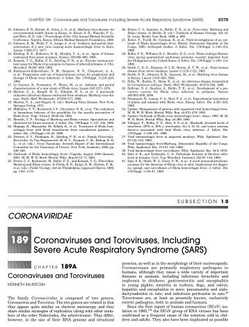 189 Coronaviruses and Toroviruses, Including Severe Acute ...