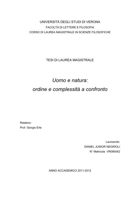 Uomo e natura - Filosofia ambientale