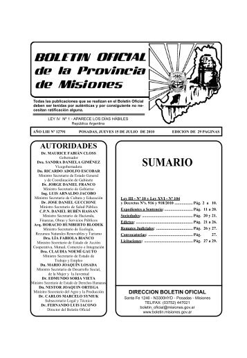 Provincia de Misiones. Ley provincial para el desarrollo, promociÃ³n ...