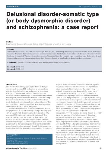 (or body dysmorphic disorder) and schizophrenia - ResearchGate
