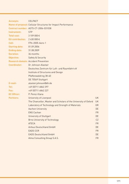 Aeronautics Research 2002 - 2006 projects